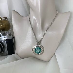 VTG BRIGHTON Faux Turquoise Silver Necklace